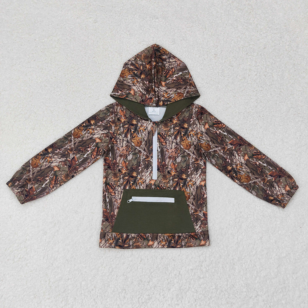 Sibling Baby Boys Western Camo Long Sleeves Pockets Zipper Hoodies Tops