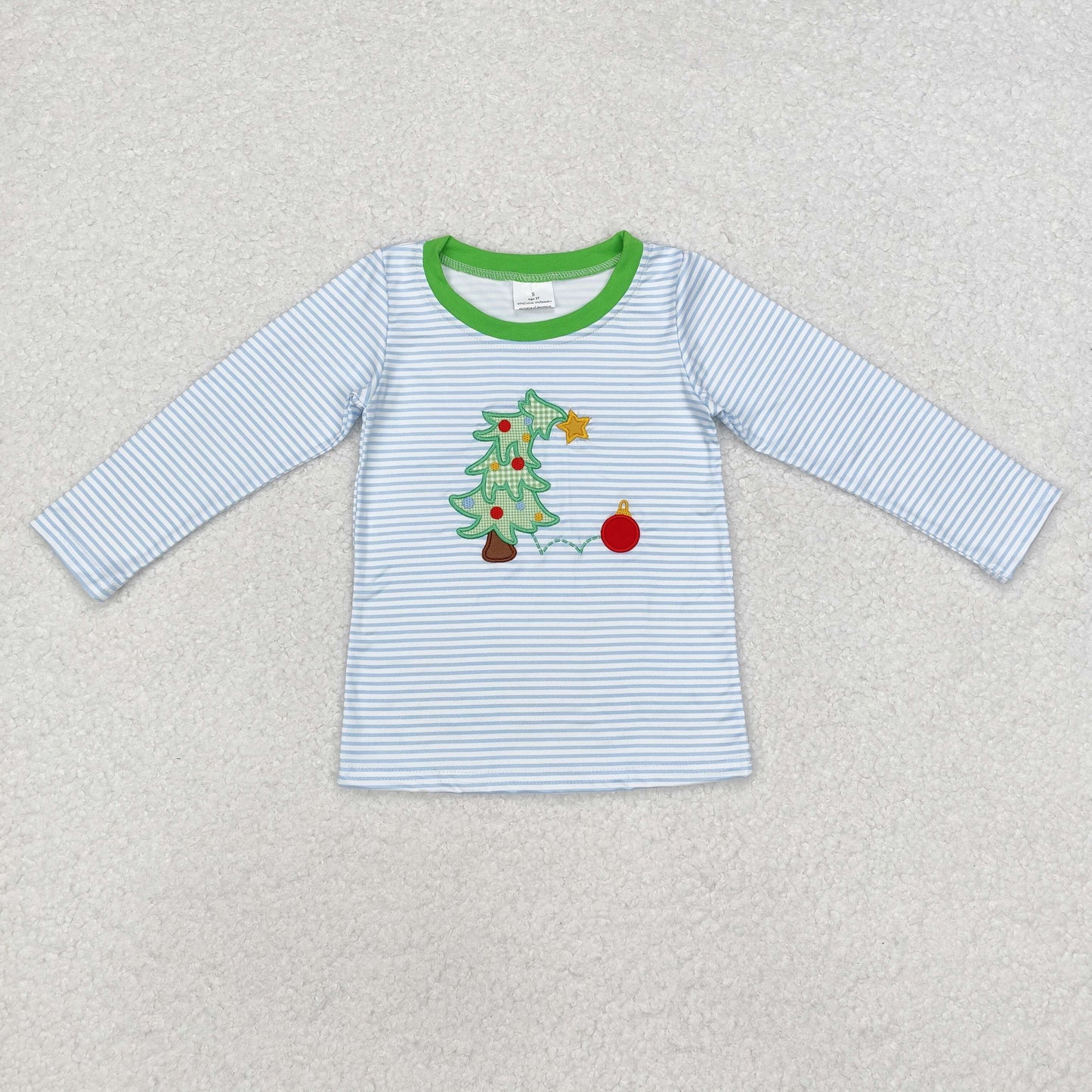 Sibling Baby Boys Girls Embroidery Santa Trees Deer Christmas Tee Shirts Top