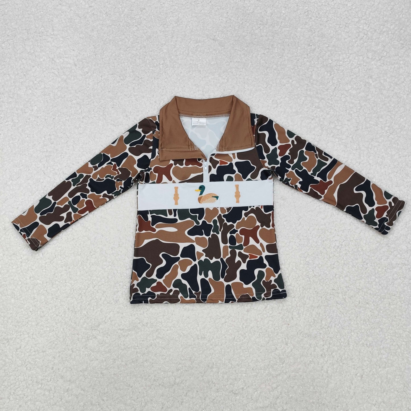Sibling Baby Boys Western Camo Embroidery Dogs Ducks Deer Hunting Zipper Pullovers Tops