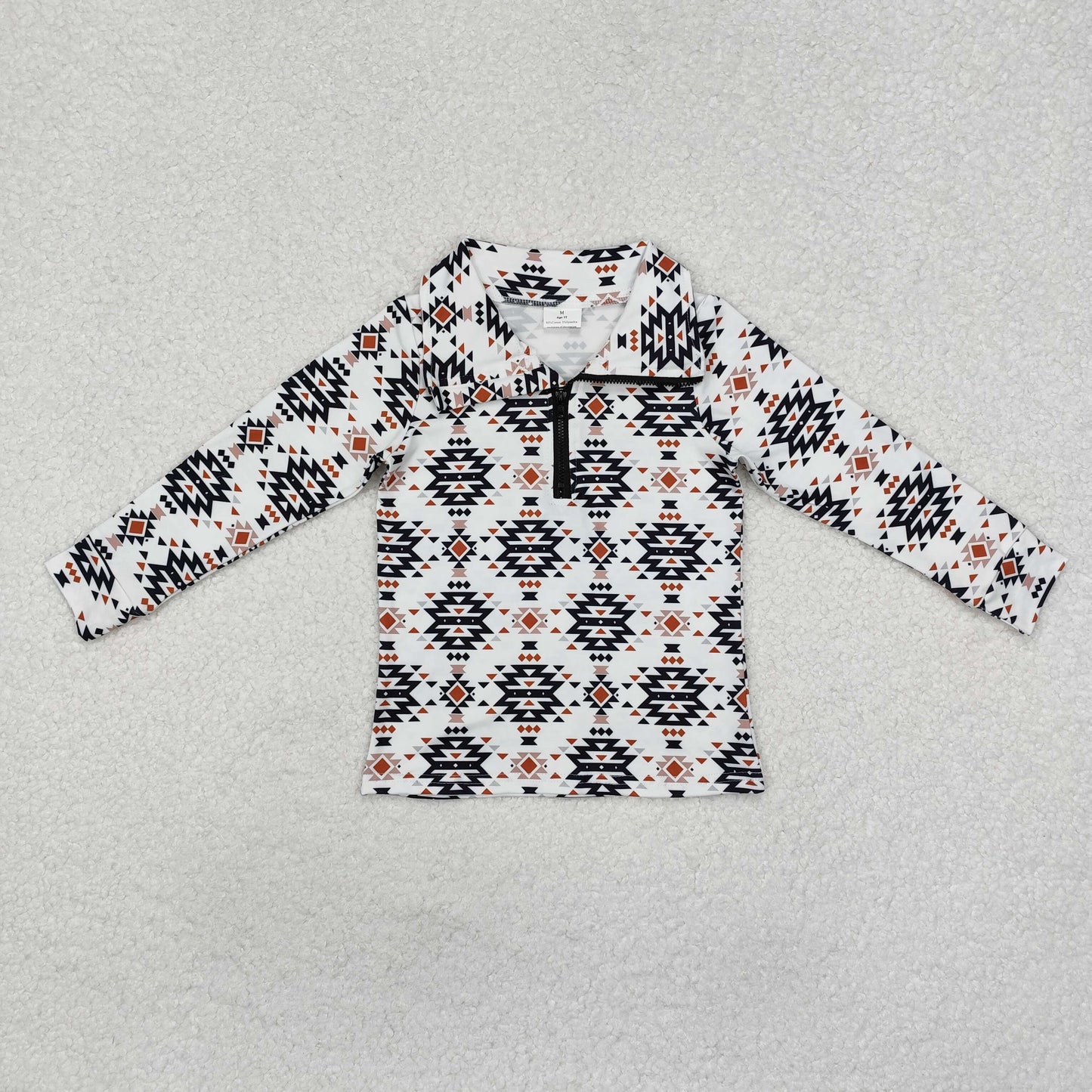 Sibling Baby Boys Long Sleeves Western Camo Aztec Pocket Half Zipper Pullovers Top