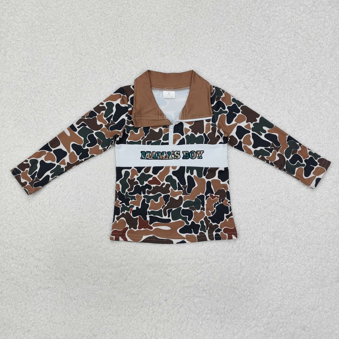 Sibling Baby Boys Embroidery Mamas Bows Western Camo Tee Shirts Top