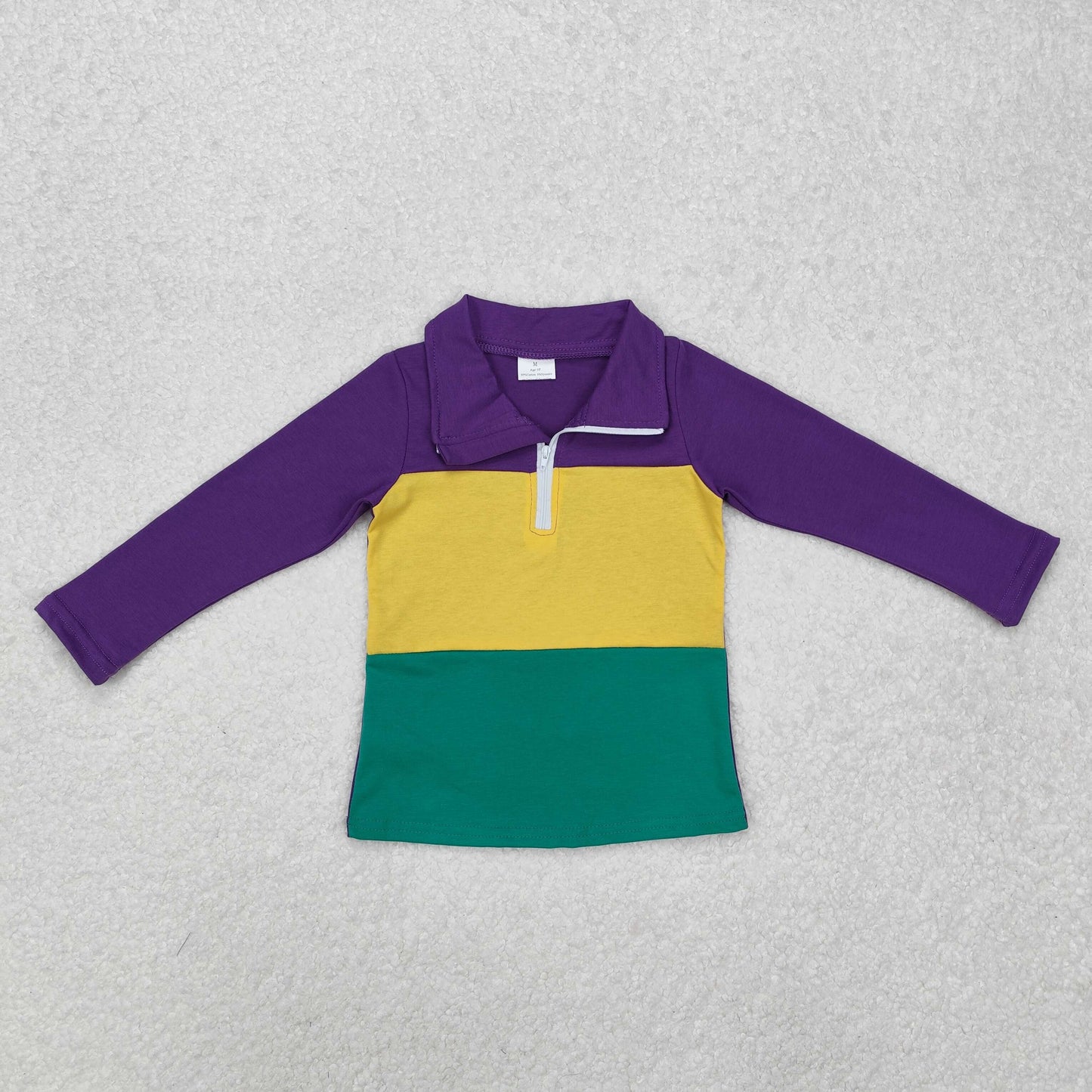 Sibling Baby Boys Boutique Mardi Gras Long Sleeves Half Zipper Button Pullovers Tops