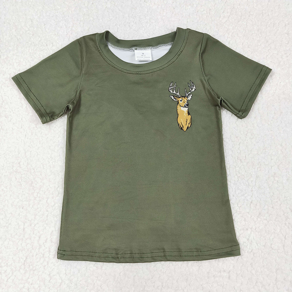 BT1148 baby boys green deer camouflage short sleeve summer tshirts