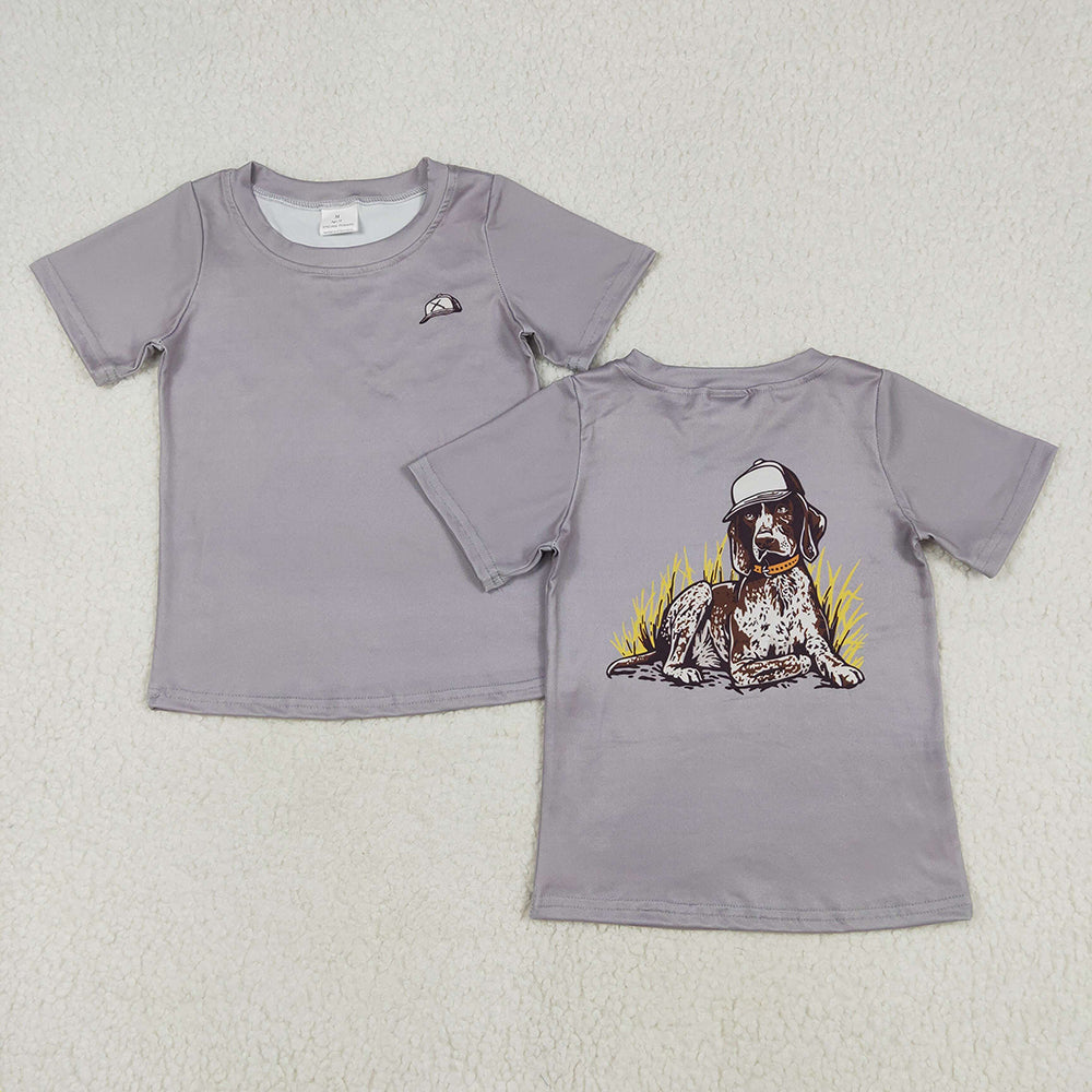 BT1149 baby boys grey dog camouflage short sleeve summer tshirts