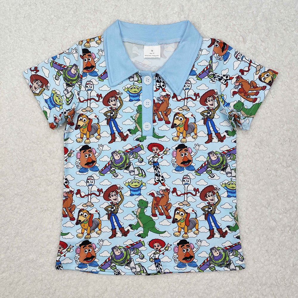 BT1158 boys blue toy buttons pullovers summer T-shirts