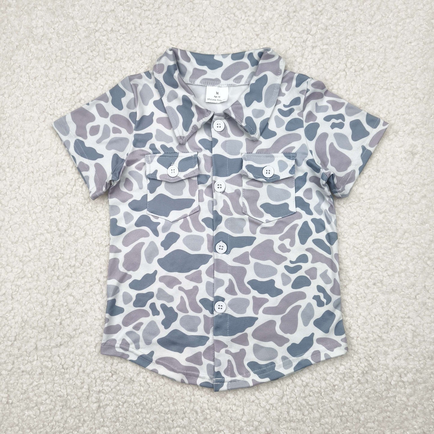 Sibling Baby Boys Western Camo Short Sleeves Button Pockets Shirts Tops