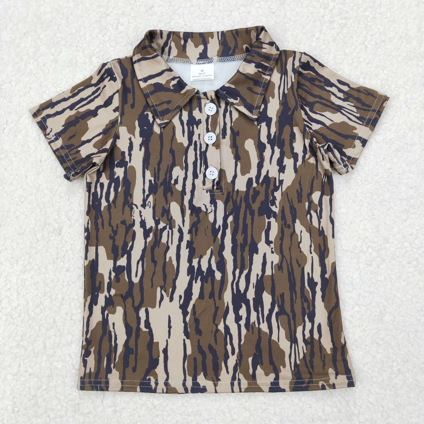 Sibling Baby Boys Short Sleeves Bottomland Camo Button Polo Shirts Top Rompers