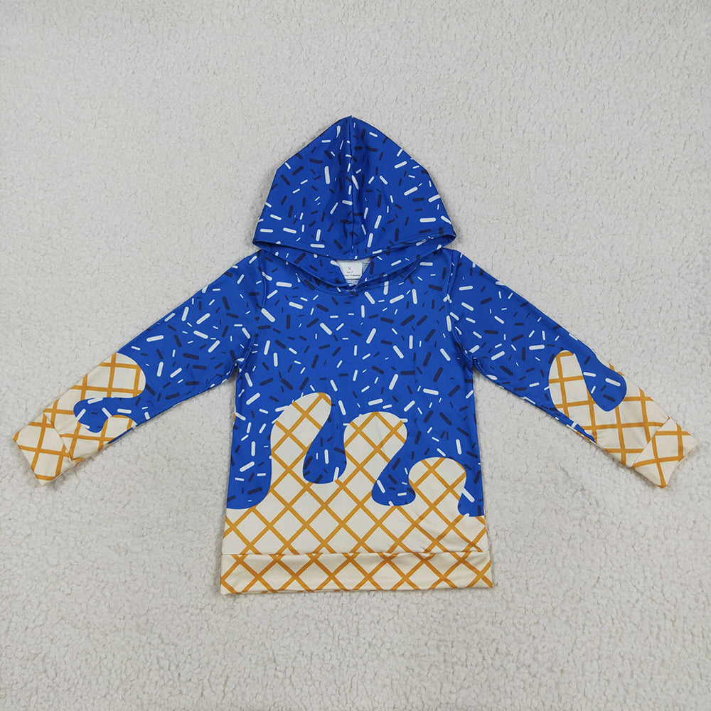 BT1275   toddler baby kids clothes royal blue drips sprinkles hooded tops