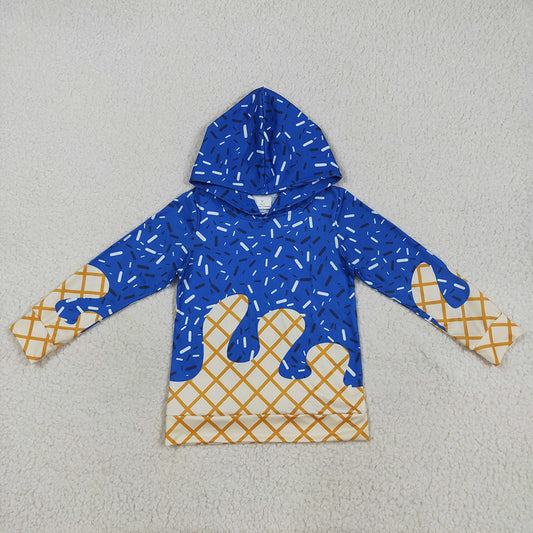 BT1275   toddler baby kids clothes royal blue drips sprinkles hooded tops