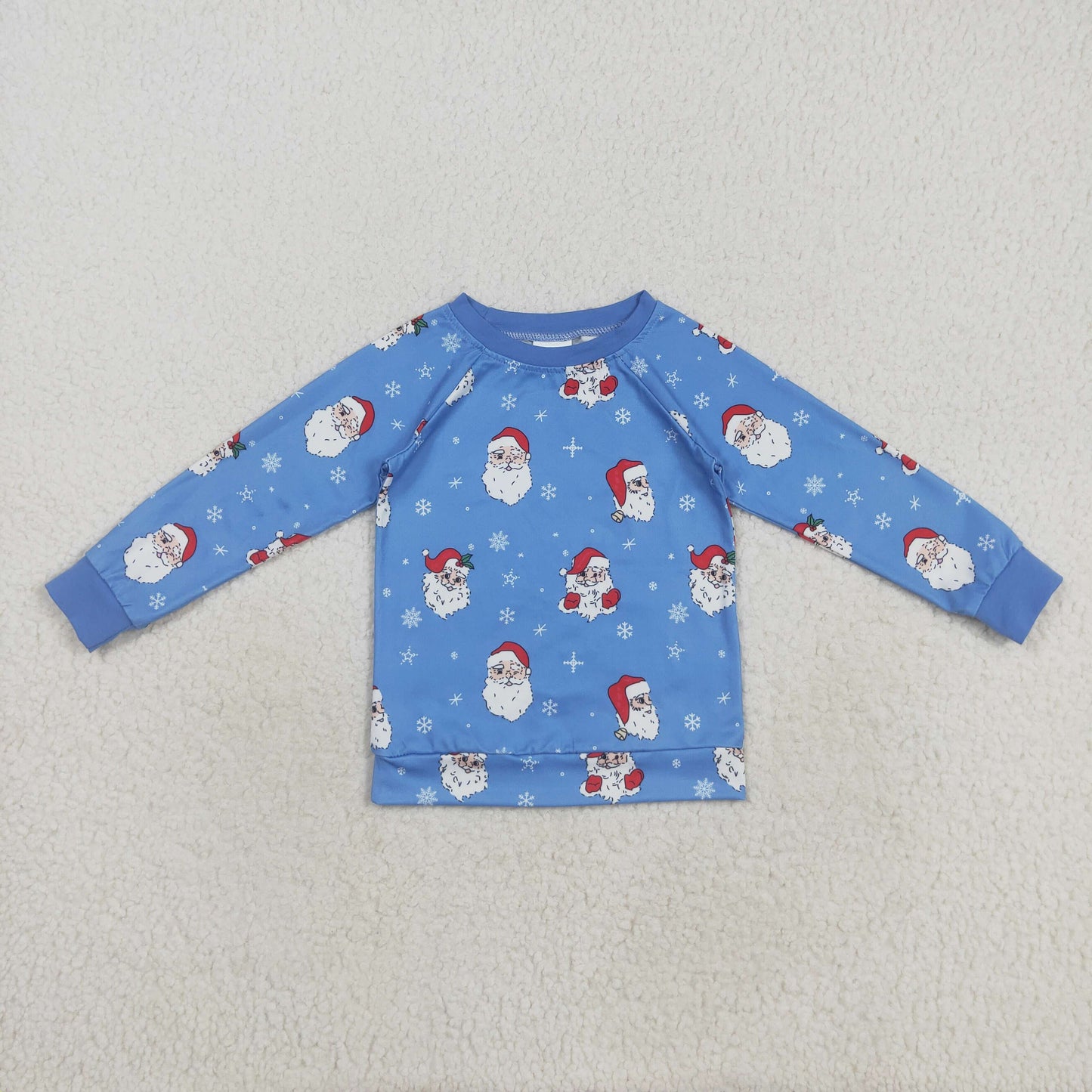 BT1289 Baby Boys Blue Long Sleeve Santa Snowflake Christmas Tee Shirts Top