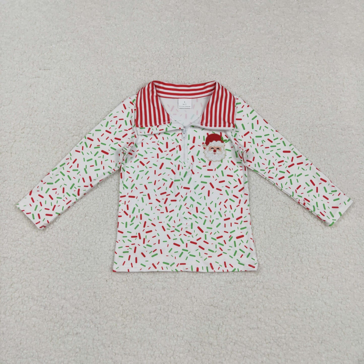Sibling Baby Boys Girls Embroidery Santa Trees Christmas Zipper Pullovers Top