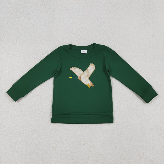 BT1334 Baby Boys Dark Green Embroidery Duck Southern Tee Shirts Top