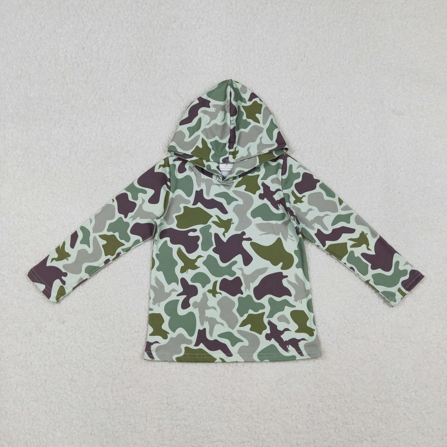 BT1374 Baby Boys Green Brown Ducks Camo Long Sleeve Southern Hoodies Top