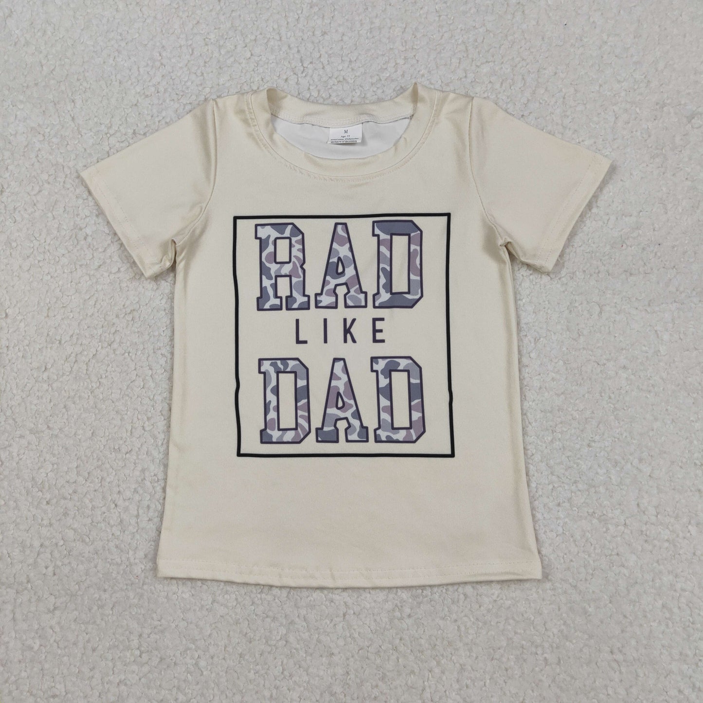 BT1416 Baby Boys Short Sleeve Grey Camo Rad Like Dad Tee Shirts Top