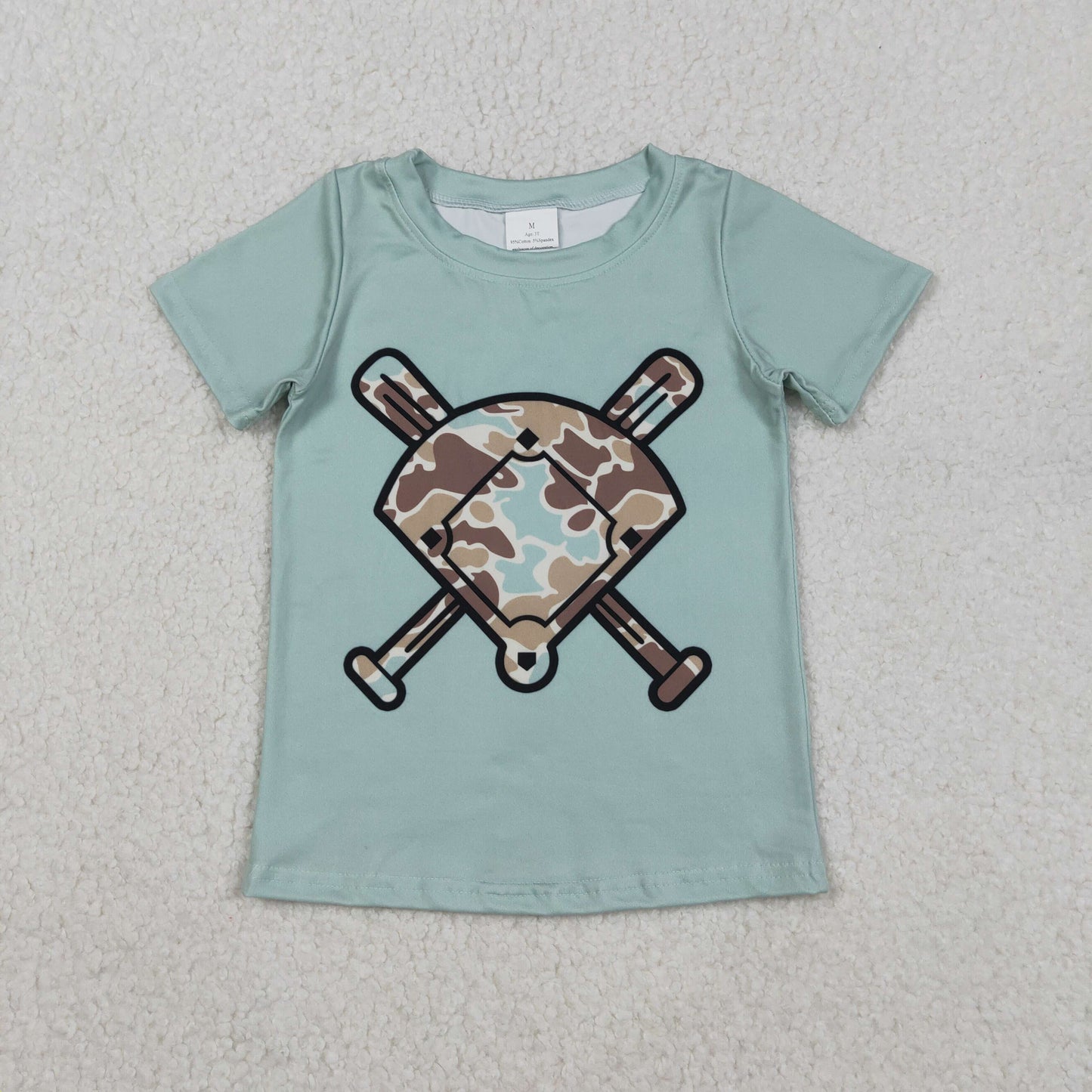Sibling Baby Boys Short Sleeve Camo Baseballs Team T-shirts Top