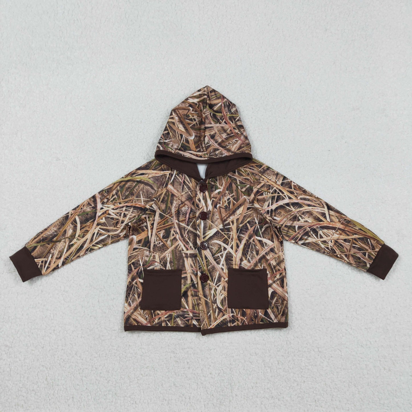 BT1443 Baby Boys Southern Leaves Camo Pockets Button Hunting Hoodie Jackets Top
