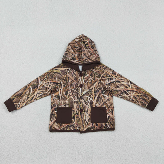 BT1443 Baby Boys Southern Leaves Camo Pockets Button Hunting Hoodie Jackets Top