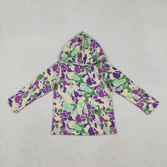 BT1507 Baby Boys Long Sleeve Mardigras Camo Hoodies Top