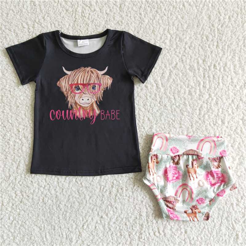 heifer black T-shirt Bummie Set C0-29