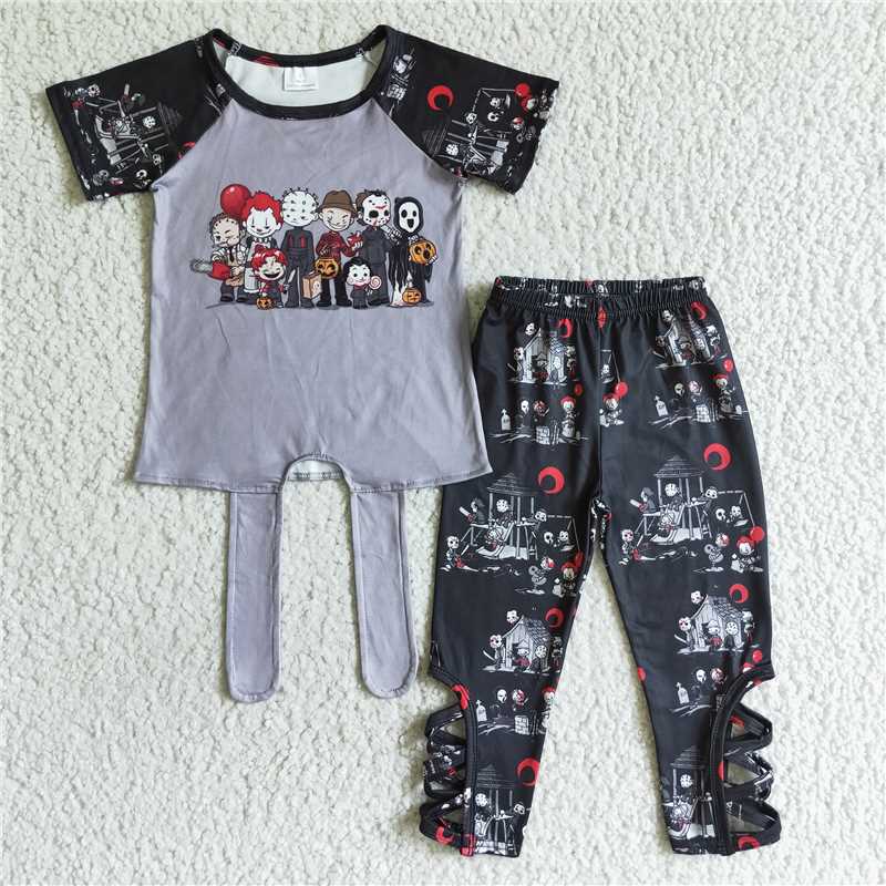 Halloween clown printed tops leggings suits C1-3