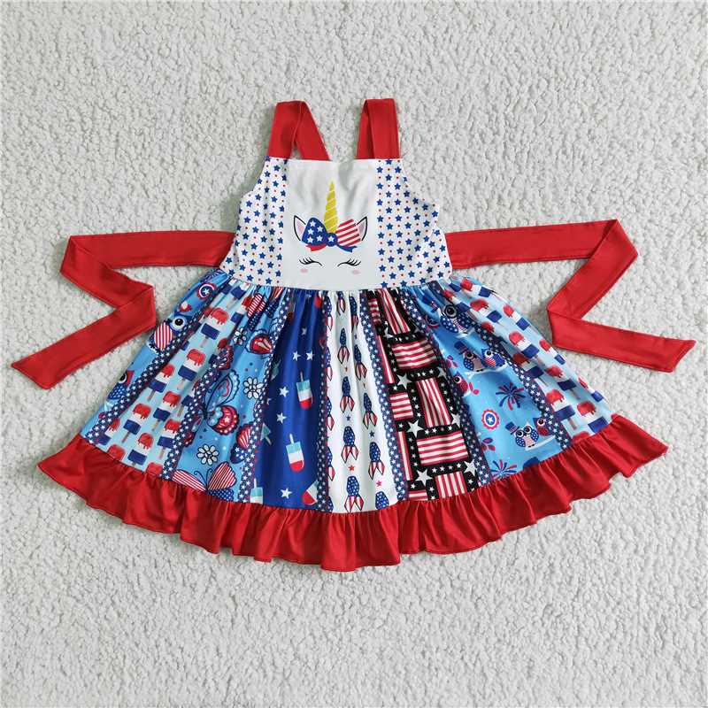 4th of July unicorn dress C10-10