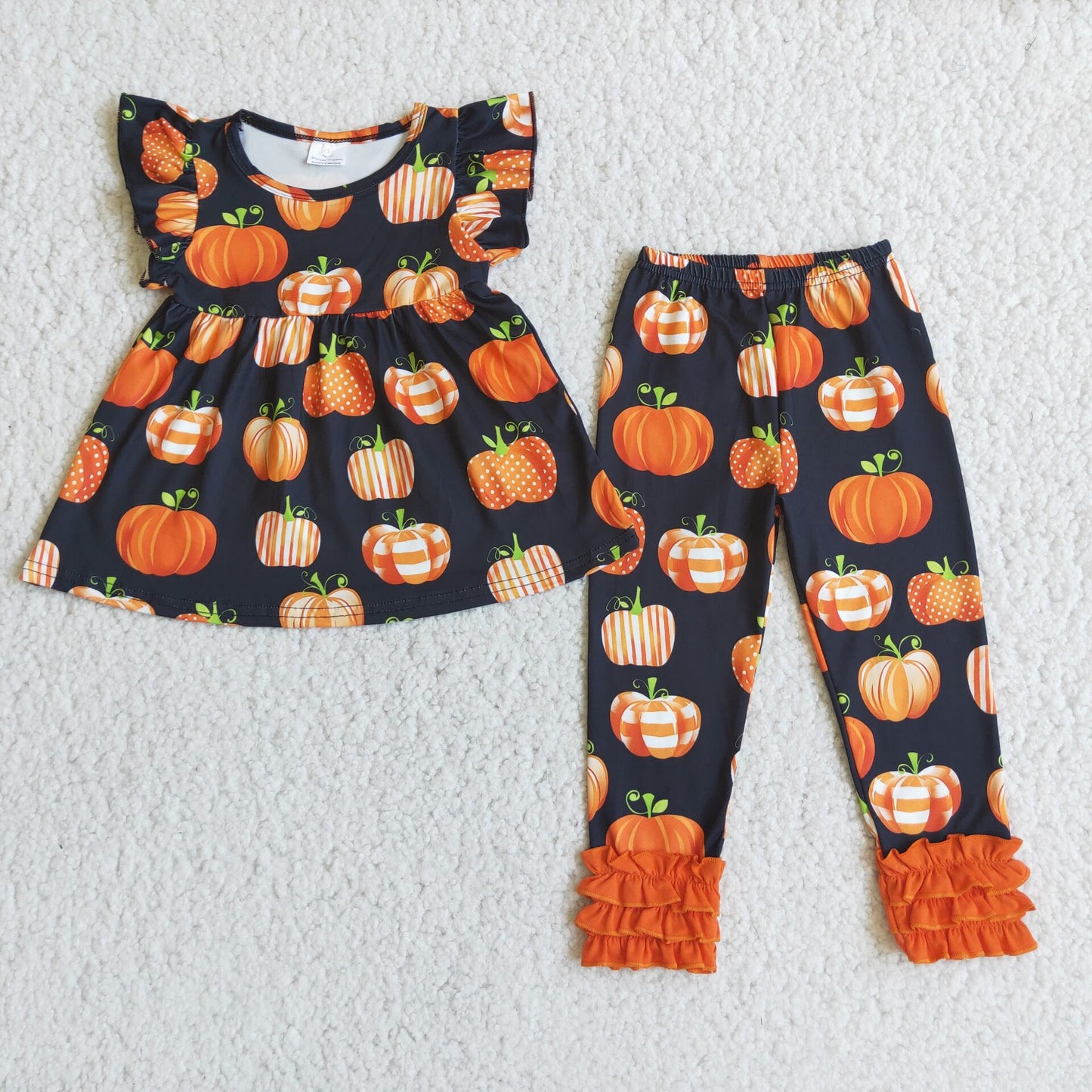 girls pumpkin printed tops bottoms sets C10-21