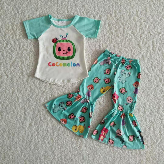 girls cartoon tops bottoms set C12-3