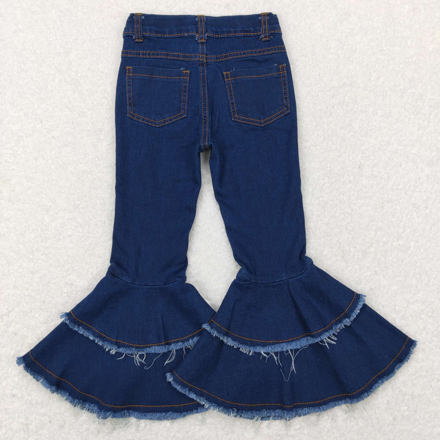 Sibling Baby Girls Blue Ruffle Bell Bottom Denim Pants Jeans