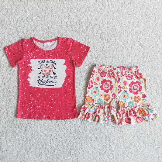 girls rosy T-shirts Shorts Sets C14-4