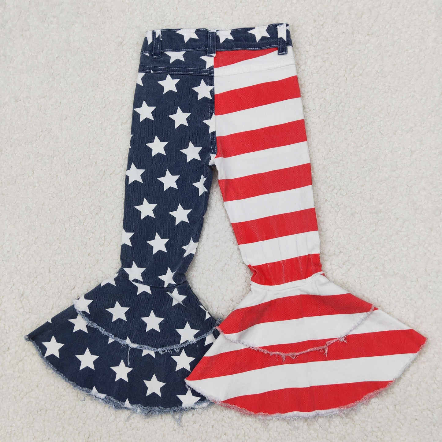 Sibling Baby Girls July 4th Bell Bottom Denim Pants Jeans