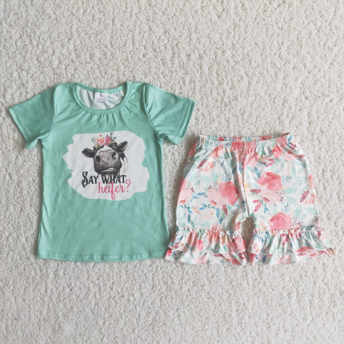 heifer mint T-shirts Shorts Sets C4-16