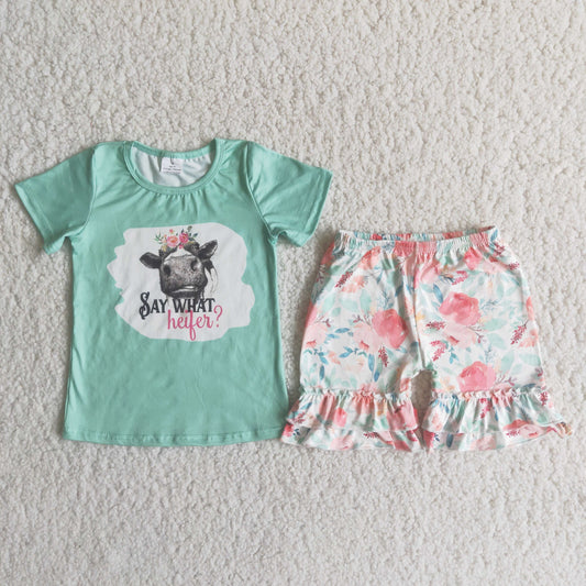 heifer mint T-shirts Shorts Sets C4-16