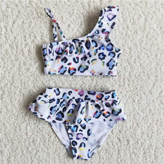 girls white leopard Swimsuit D13-28