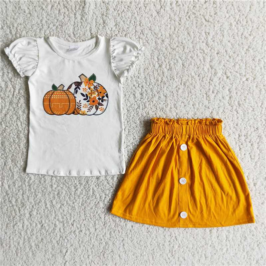 fall pumpkin T-shirt skirt sets D2-15