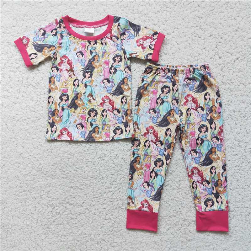 girls princess cartoon pajamas set D2-2