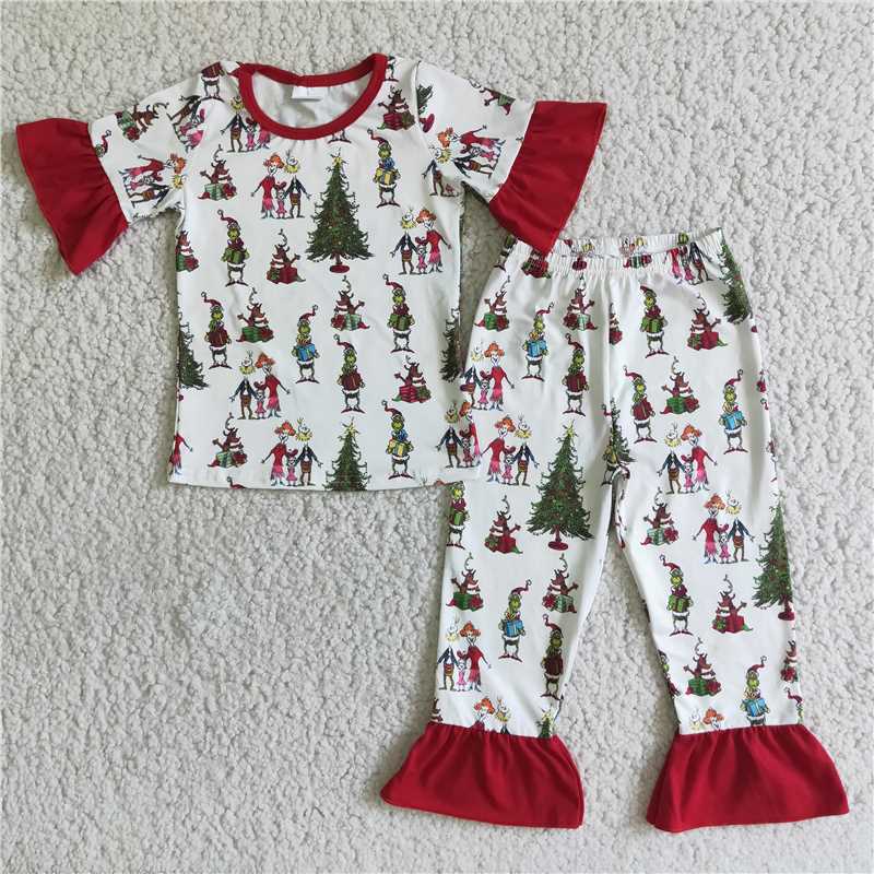 girls Xmas Cartoon Pajamas set D2-4