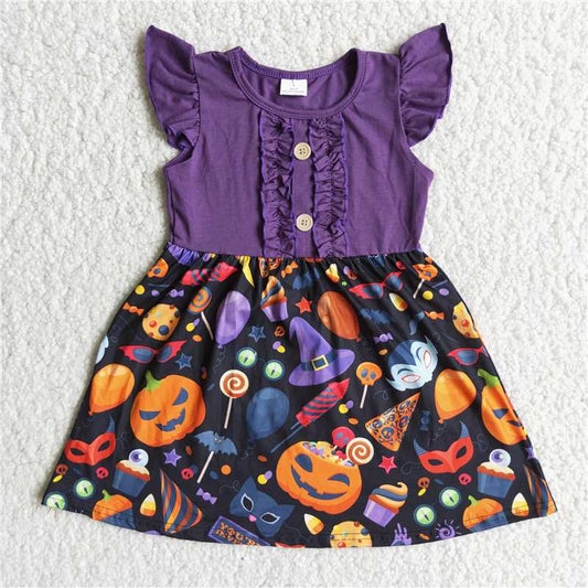 halloween pumpkin purple Dress D3-26