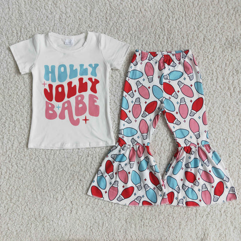 D8-1 baby girl clothes holly jolly bell bottoms outfits-promotion 2023.12.2