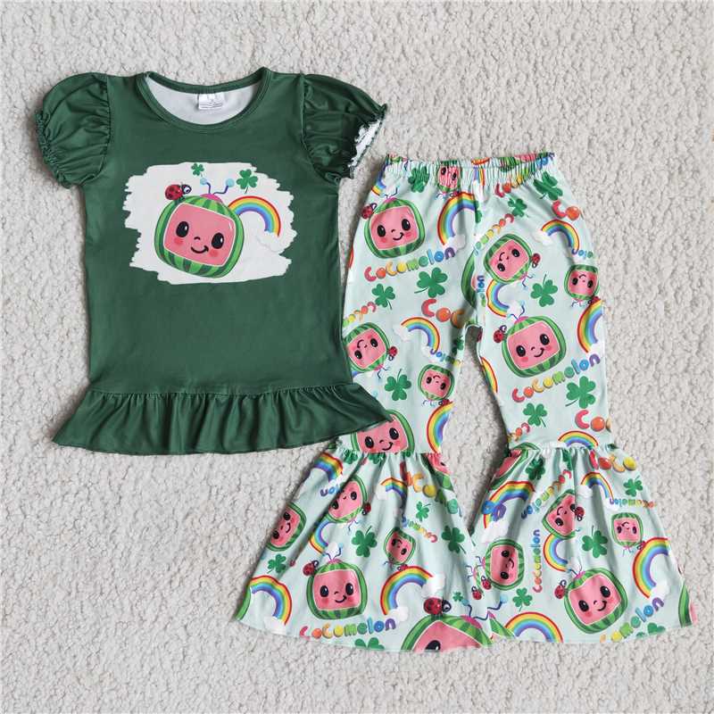 girls cartoon tops bottoms set D9-2