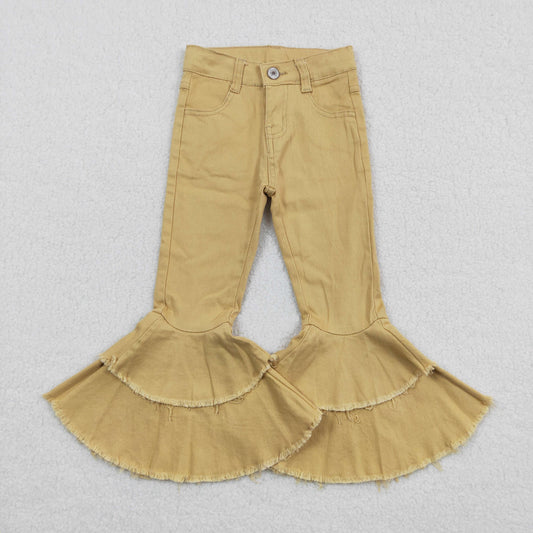 E12-20  girls Khaki flared denim trousers