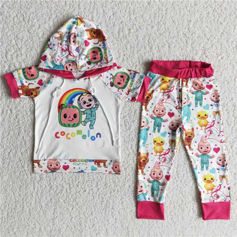 E13-16 cartoon hooded tops bottoms set-promotion 2023.12.2