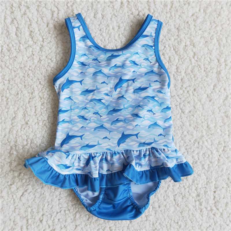 Girl summer cute whale print Swimsuit E13-28