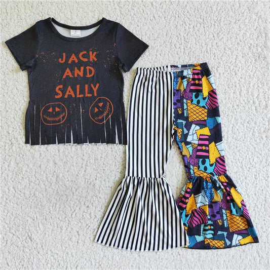 jack sally T-shirt bell bottoms set E4-12