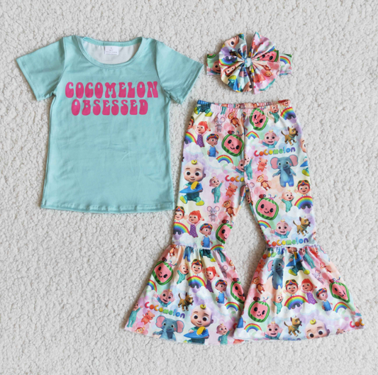 girls cartoon tops bottoms set E6-4