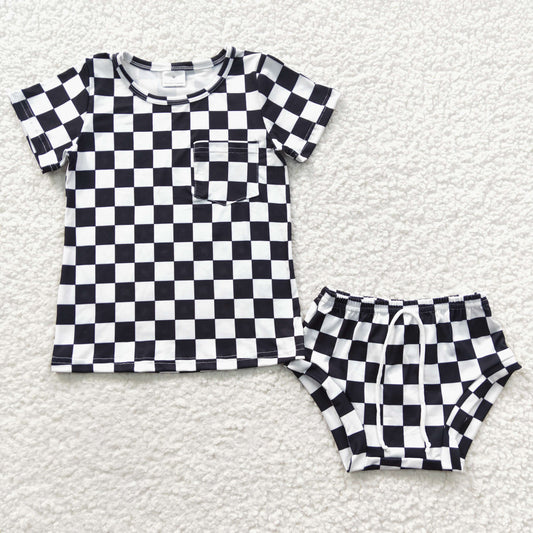 black checkerboard tops bummies sets GBO0144