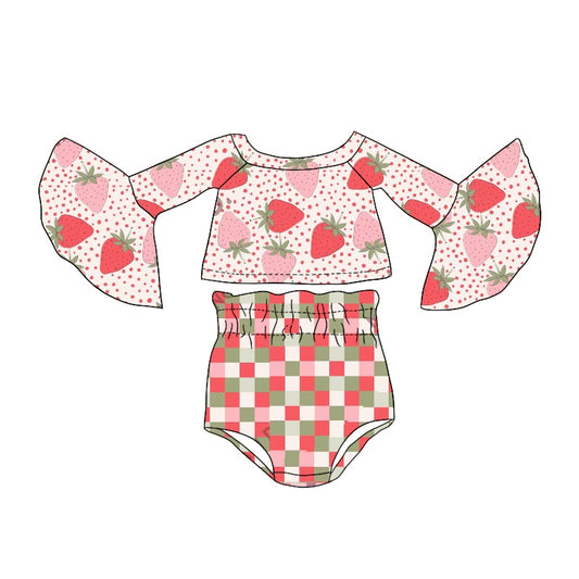 GBO0246 pre-order baby girl clothes girl strawberry summer bummies sets