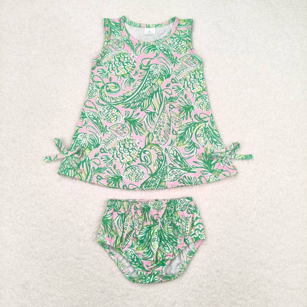 GBO0343 baby girl clothes green painting  girl summer bummies sets