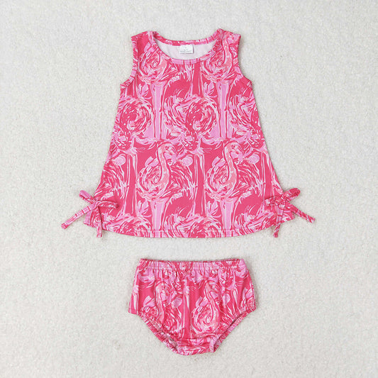 GBO0345 baby girls clothes pink flamingo summer bummies sets