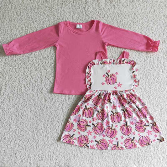 Pink Pumpkin suspender skirts with tops suits GLD0032