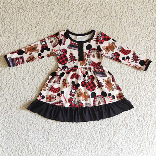 girls Xmas cartoon dress GLD0124